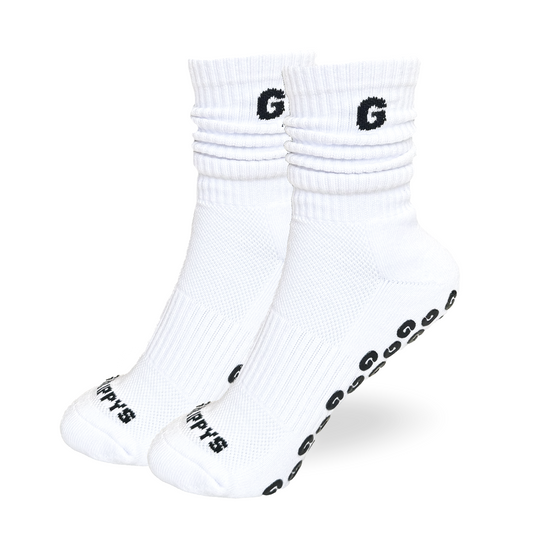 White Scrunch Ghrippys | Studio Grip Socks